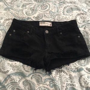 Black denim shorts